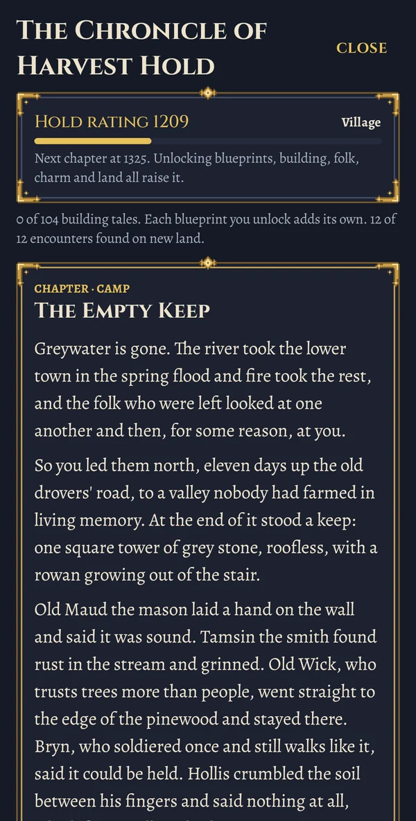 A chapter of the Chronicle of Harvest Hold