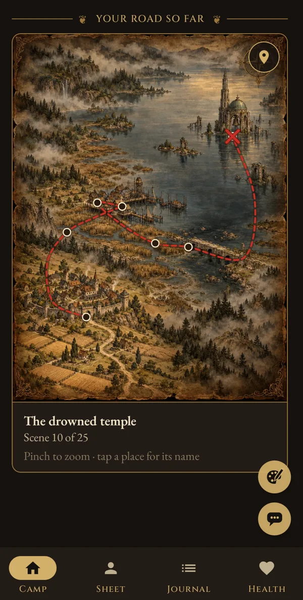 SetSaga's story map with the trail so far
