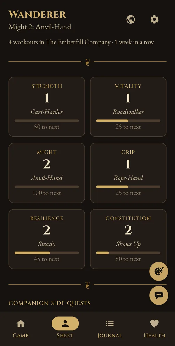 SetSaga's character sheet